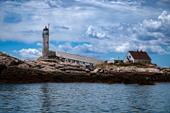 Weathered White Island Lighthouse Connected to Keeper's House by